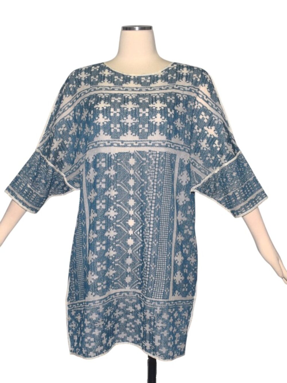Mikoh Woven Geometric Design Tunic Dress Beach Cotton Pockets 3 L XL